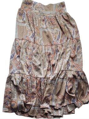 Natural Life Tiered Paisley Midi Skirt XL
